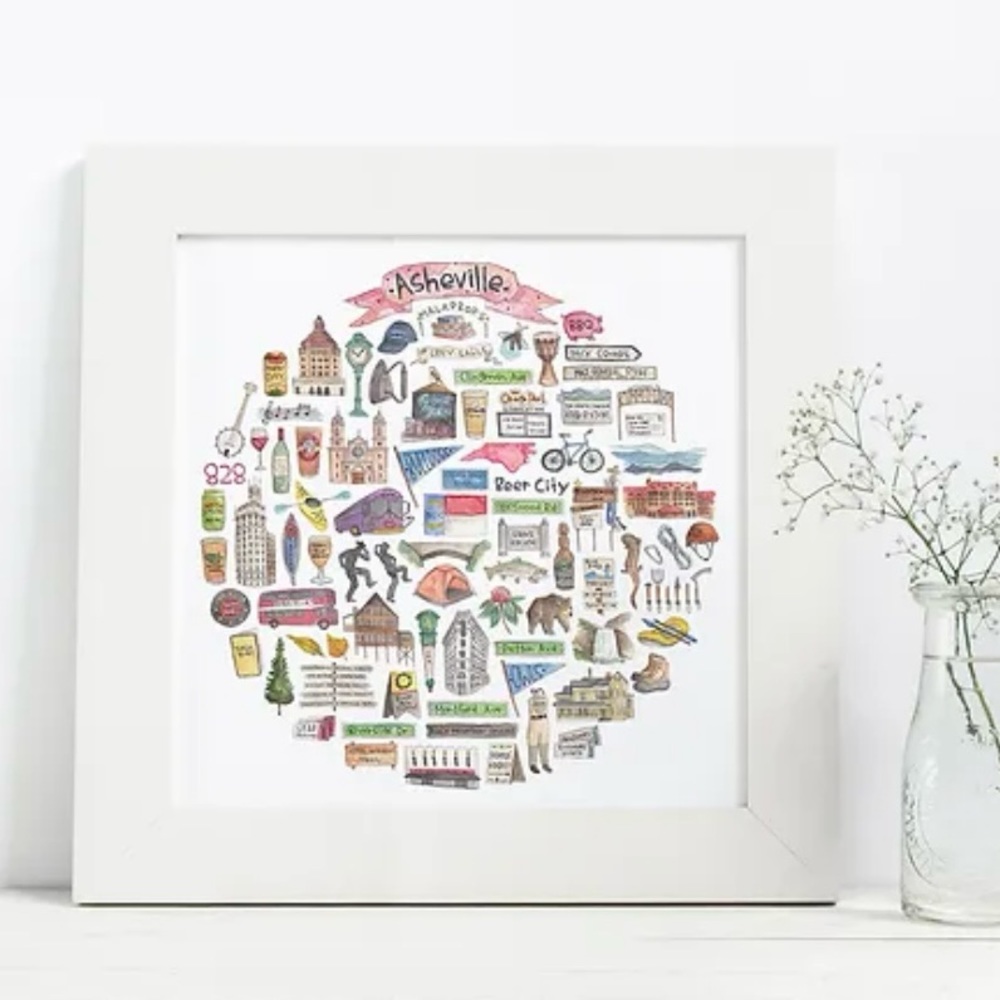 Asheville Icon Watercolor Green Blanky Studio